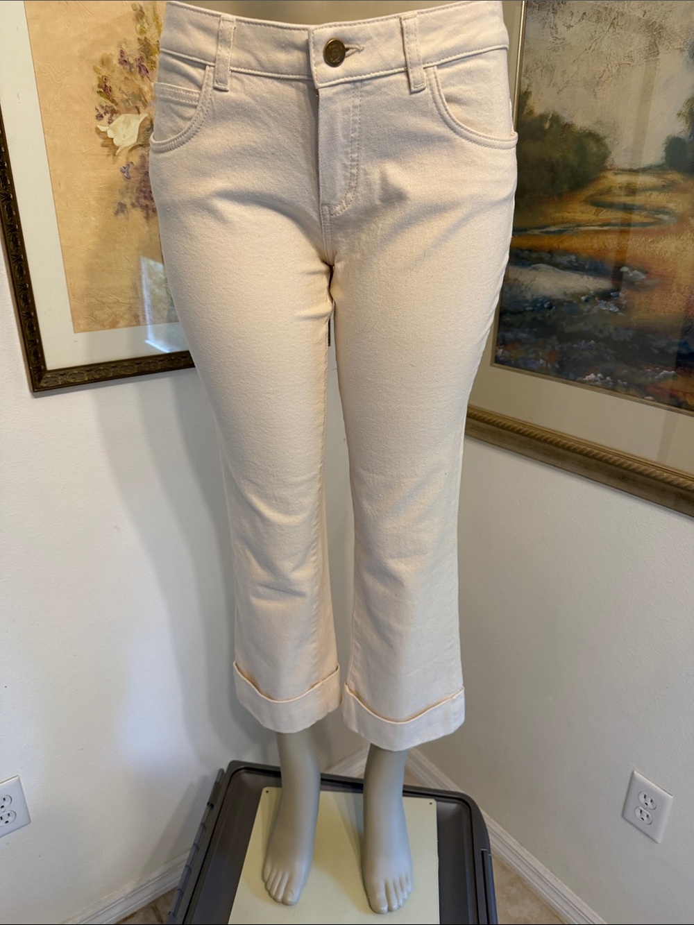 Massimo Dutti Cream Cropped Jeans